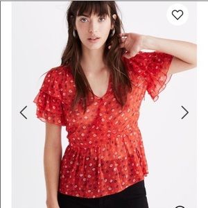 Flutter sleeve floral madewell blouse